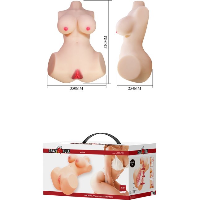 Мастурбатор-торс Aveline с 2 любовными тоннелями - Crazy Bull. Фотография 8.