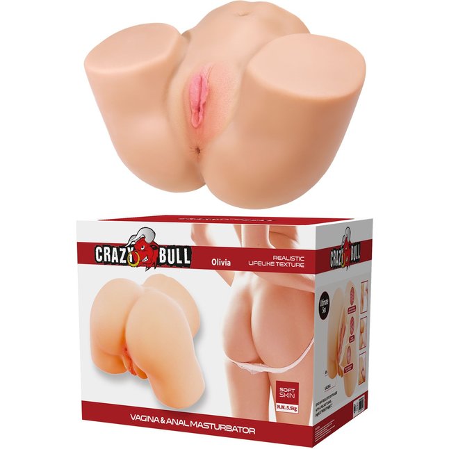 Телесный мастурбатор Olivia с 2 любовными отверстиями - Crazy Bull. Фотография 2.