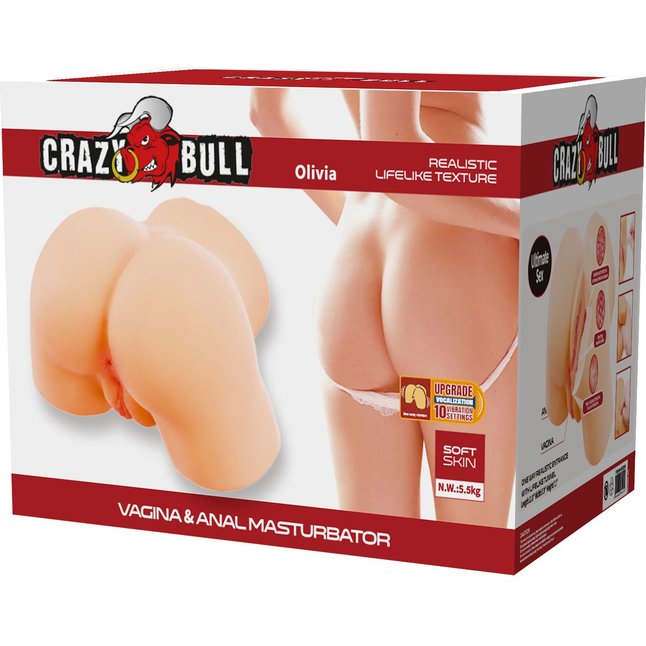 Телесный мастурбатор Olivia с 2 любовными отверстиями - Crazy Bull. Фотография 10.