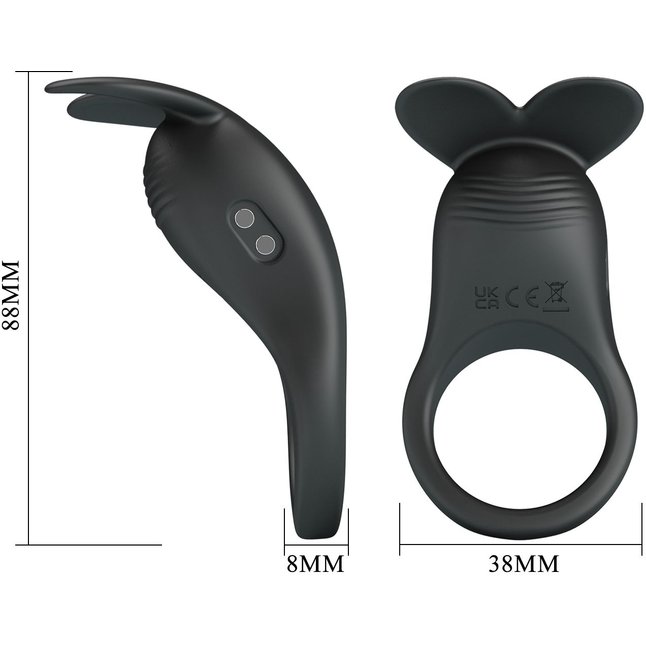 Черное перезаряжаемое виброкольцо Carlton - Pretty Love. Фотография 6.