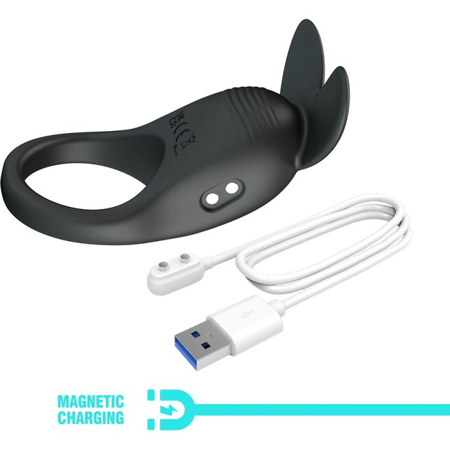 Черное перезаряжаемое виброкольцо Carlton - Pretty Love. Фотография 8.