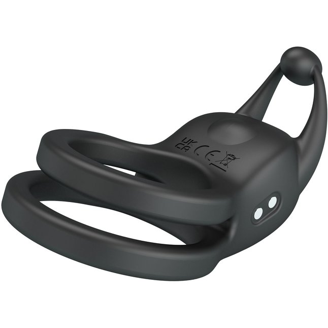 Черное перезаряжаемое виброкольцо Goodwin - Pretty Love. Фотография 3.