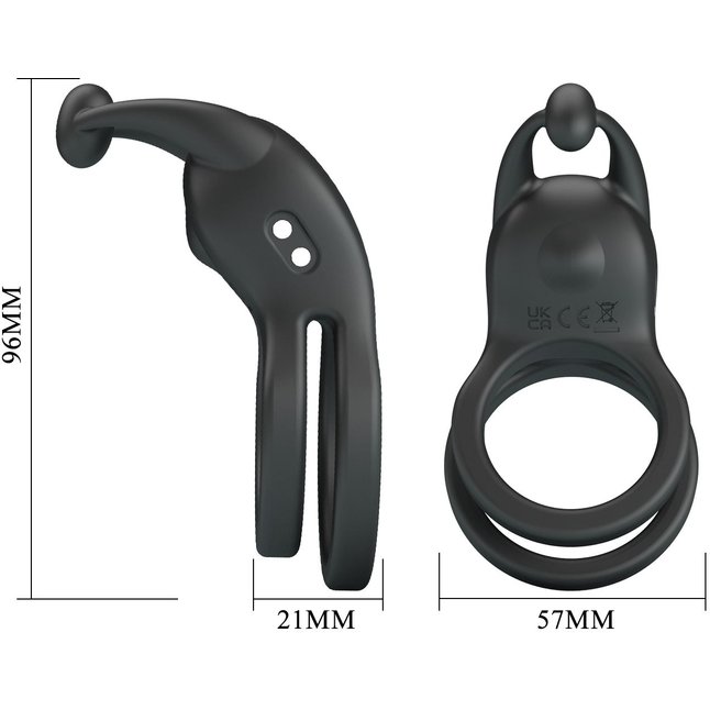 Черное перезаряжаемое виброкольцо Goodwin - Pretty Love. Фотография 5.