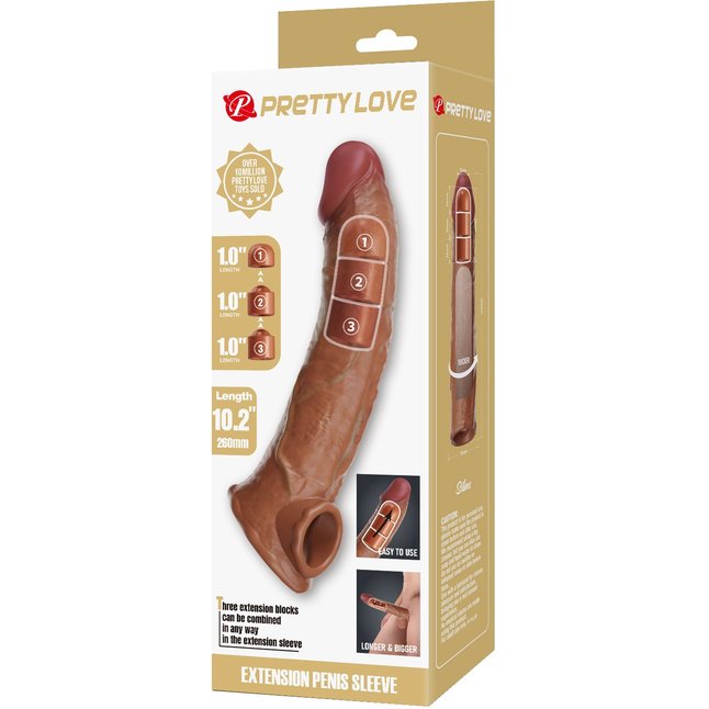 Карамельный фаллоудлинитель с подхватом мошонки Silas - 26 см - Pretty Love. Фотография 3.