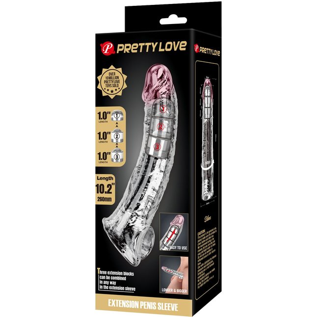 Прозрачный фаллоудлинитель с подхватом мошонки Silas - 26 см - Pretty Love. Фотография 3.
