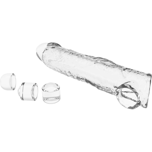 Прозрачный фаллоудлинитель с подхватом мошонки Silas - 26 см - Pretty Love. Фотография 5.