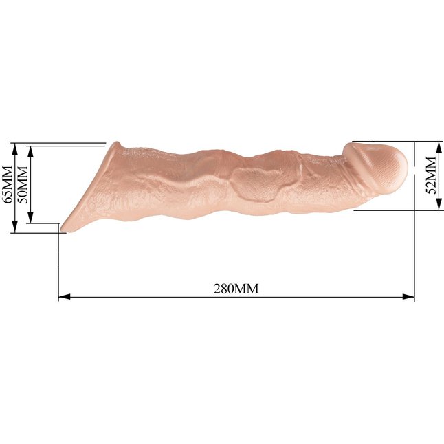 Телесный фаллоудлинитель с 3 вставками - 28 см - Pretty Love. Фотография 7.