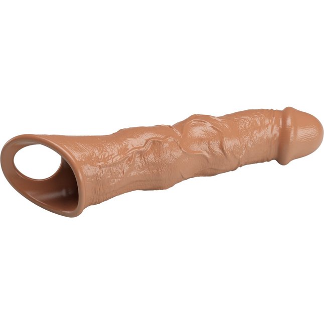 Карамельный фаллоудлинитель с 3 вставками - 28 см. Фотография 6.