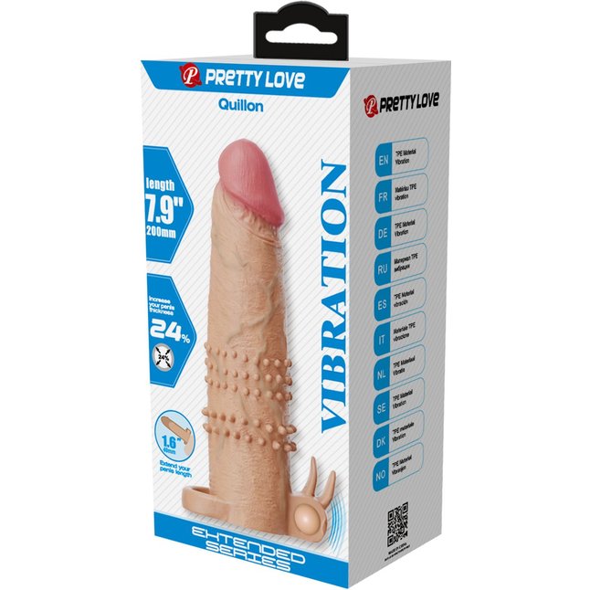 Телесная насадка на пенис Quillon - 20 см - Pretty Love. Фотография 3.