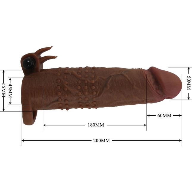 Коричневая насадка на пенис Quillon - 20 см - Mr.Play. Фотография 7.