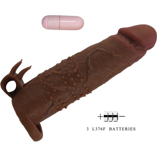 Коричневая насадка на пенис Quillon - 20 см - Mr.Play. Фотография 8.