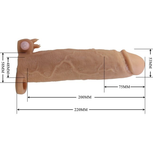 Телесная насадка на пенис Xerxes - 22 см - Pretty Love. Фотография 8.