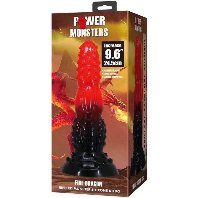 Силиконовый фантазийный фаллоимитатор Fire Dragon - 24,5 см. Фотография 3.