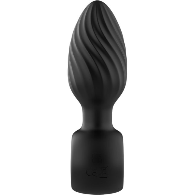 Черная анальная пробка с вибрацией, вращением и пультом ДУ. Фотография 3.