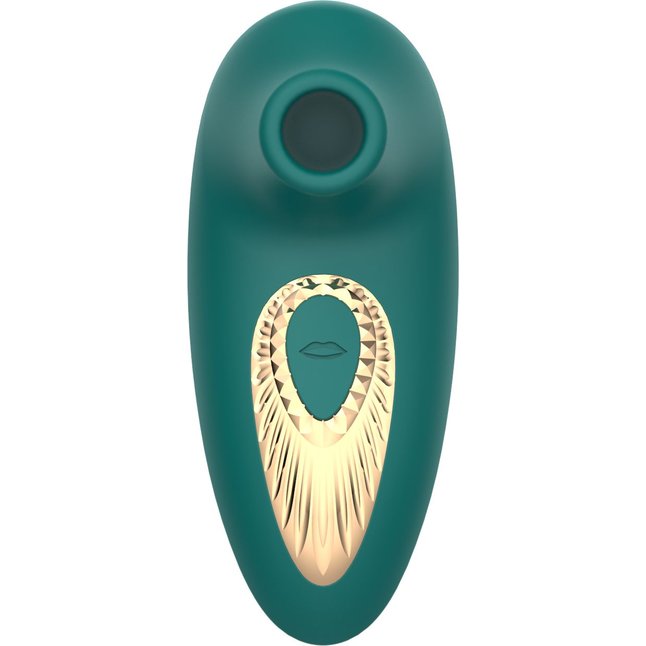 Зеленый вакуумный стимулятор клитора. Фотография 2.