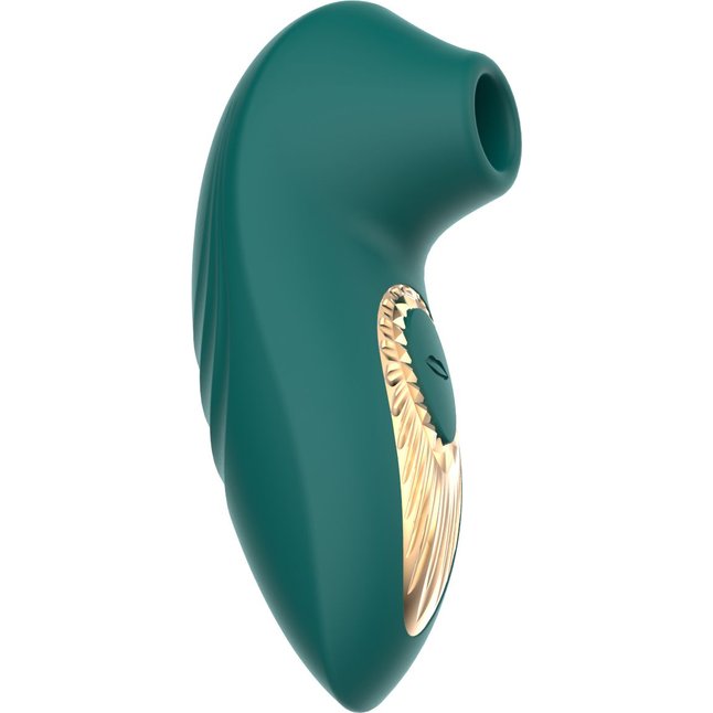 Зеленый вакуумный стимулятор клитора. Фотография 4.