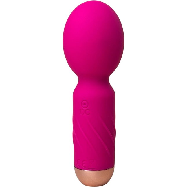 Ярко-розовый мини-wand вибратор для стимуляции эрогенных зон. Фотография 2.