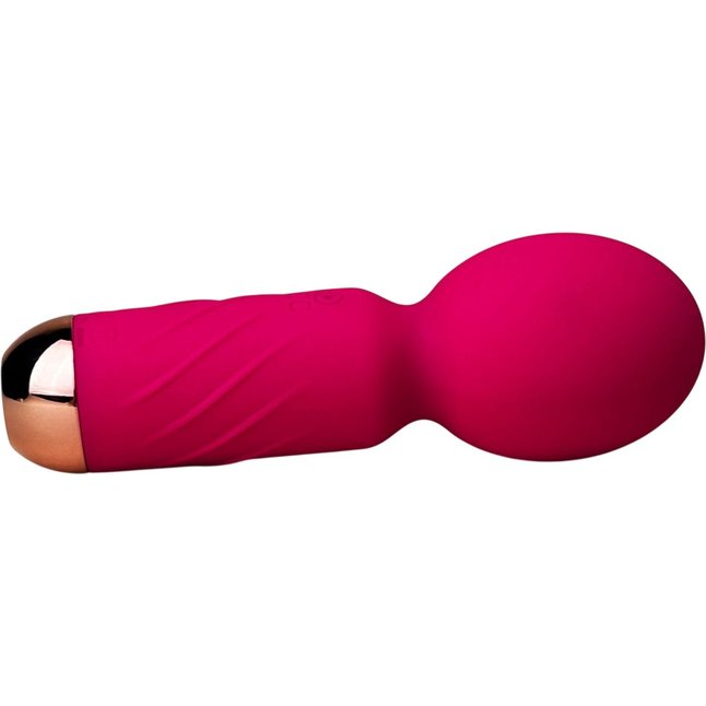Ярко-розовый мини-wand вибратор для стимуляции эрогенных зон. Фотография 3.