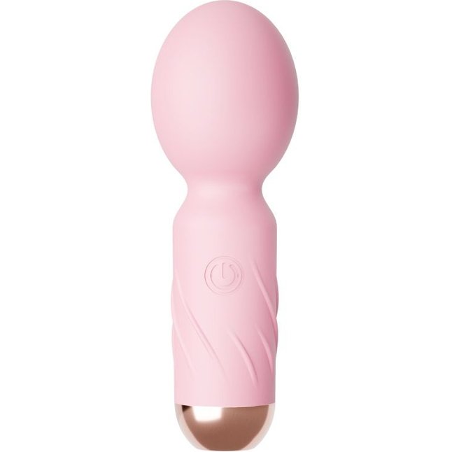 Нежно-розовый мини-wand вибратор для стимуляции эрогенных зон