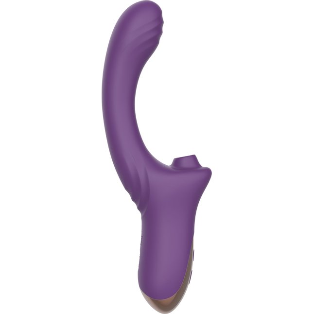 Фиолетовый вагинально-клиторальный вибратор. Фотография 3.