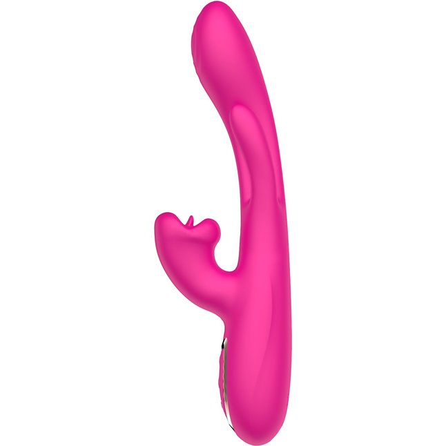 Розовый вибратор со стимуляцией клитора и фингерингом - 23,5 см