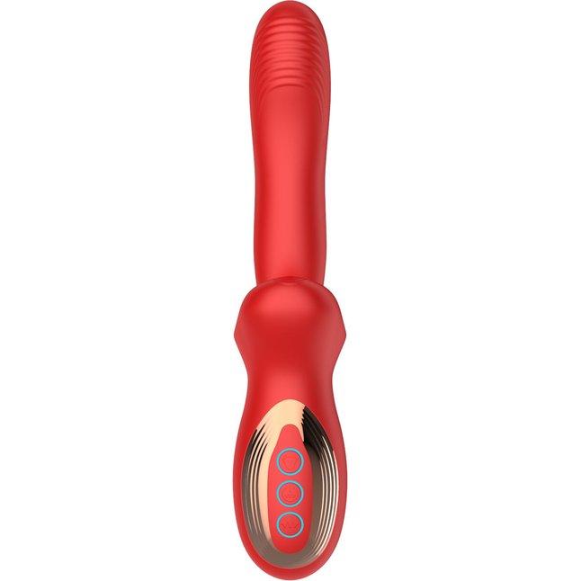 Красный вибратор с постукивающим эффектом - 22 см. Фотография 3.