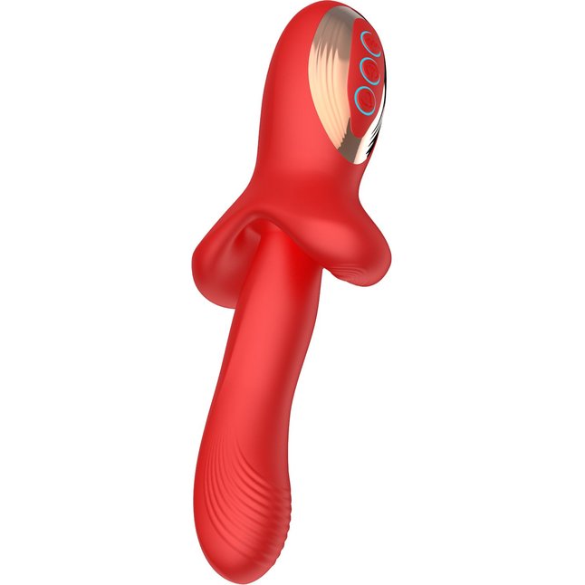 Красный вибратор с постукивающим эффектом - 22 см. Фотография 5.