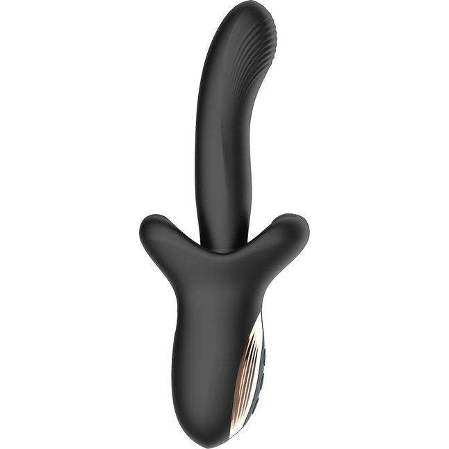 Черный вибратор с постукивающим эффектом - 22 см. Фотография 2.