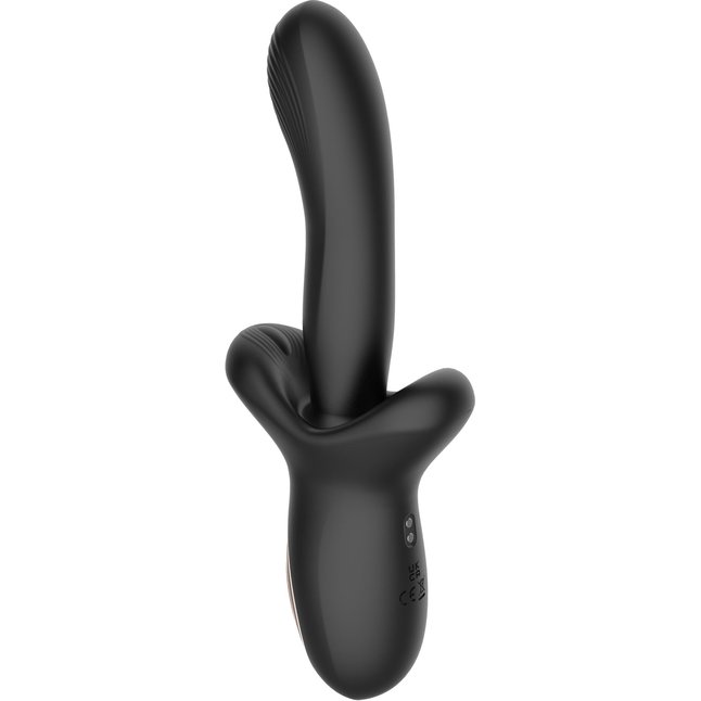 Черный вибратор с постукивающим эффектом - 22 см. Фотография 3.