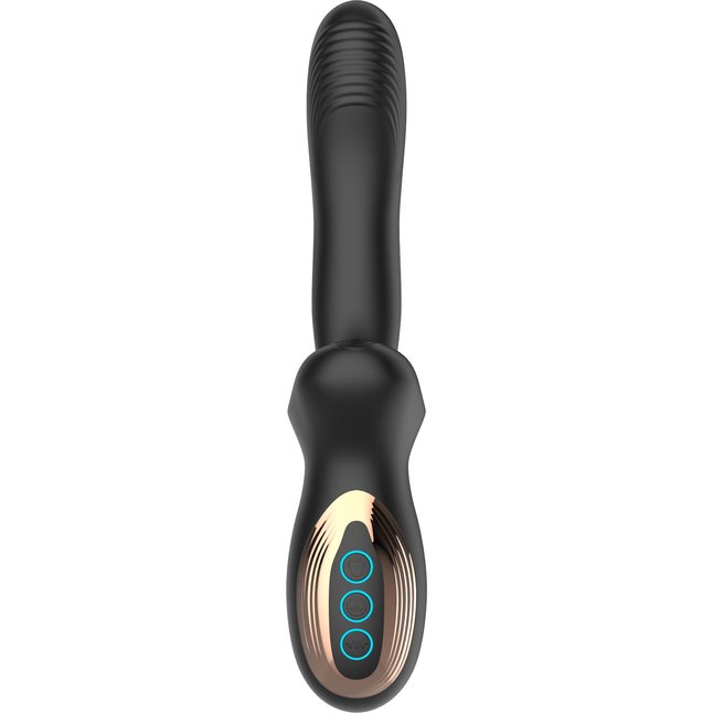 Черный вибратор с постукивающим эффектом - 22 см. Фотография 4.