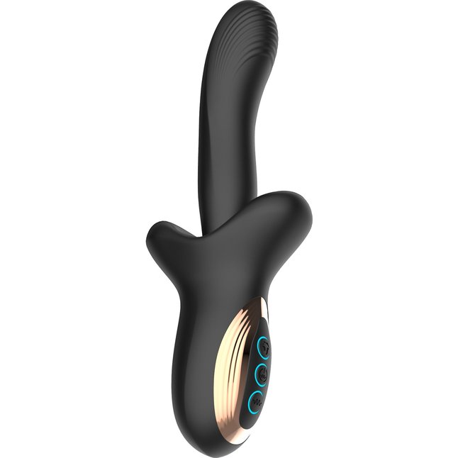 Черный вибратор с постукивающим эффектом - 22 см