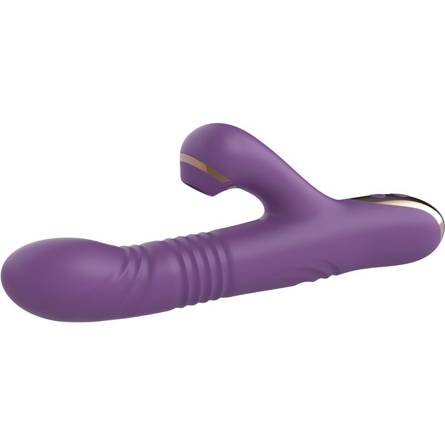 Фиолетовый вибратор-кролик с возвратно-поступательной стимуляцией. Фотография 4.