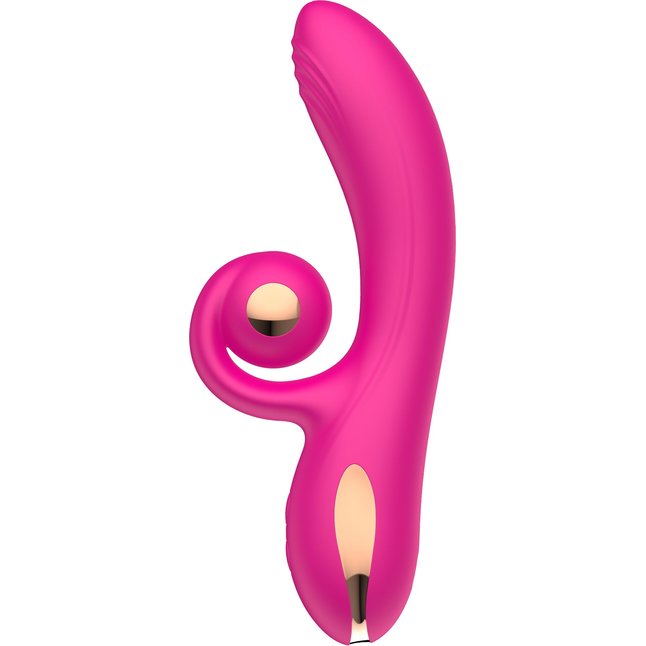 Розовый вибратор-кролик с функцией вращения ствола. Фотография 2.