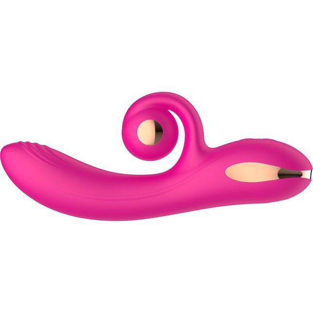Розовый вибратор-кролик с функцией вращения ствола. Фотография 3.