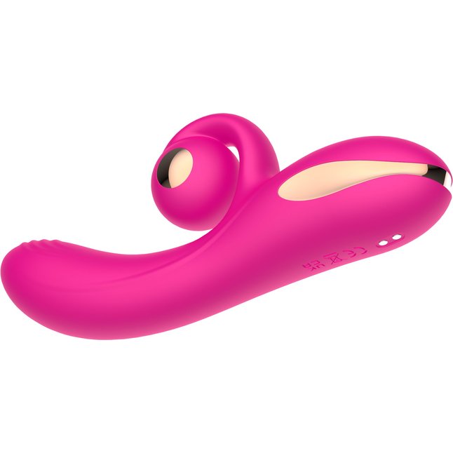 Розовый вибратор-кролик с функцией вращения ствола. Фотография 4.