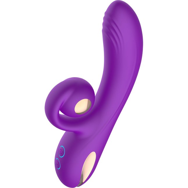 Фиолетовый вибратор-кролик с функцией вращения ствола