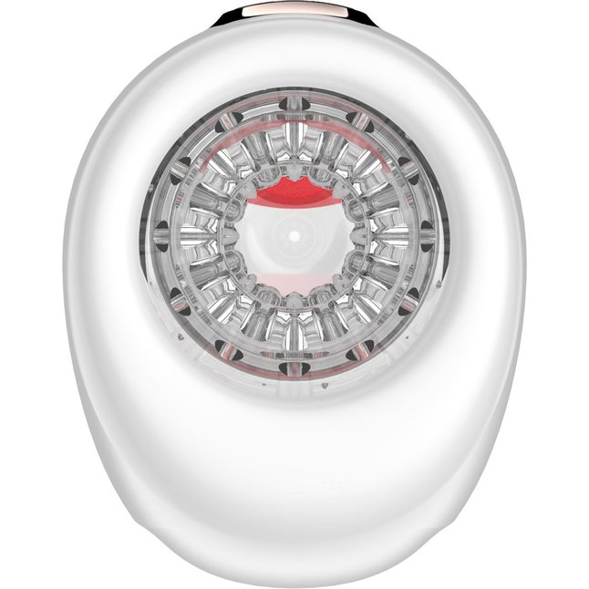 Белый мастурбатор с язычком и возвратно-поступательными движениями. Фотография 3.