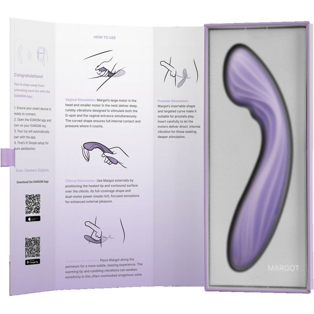 Сиреневый интерактивный вибростимулятор с функцией нагрева Margot - 21 см. Фотография 11.