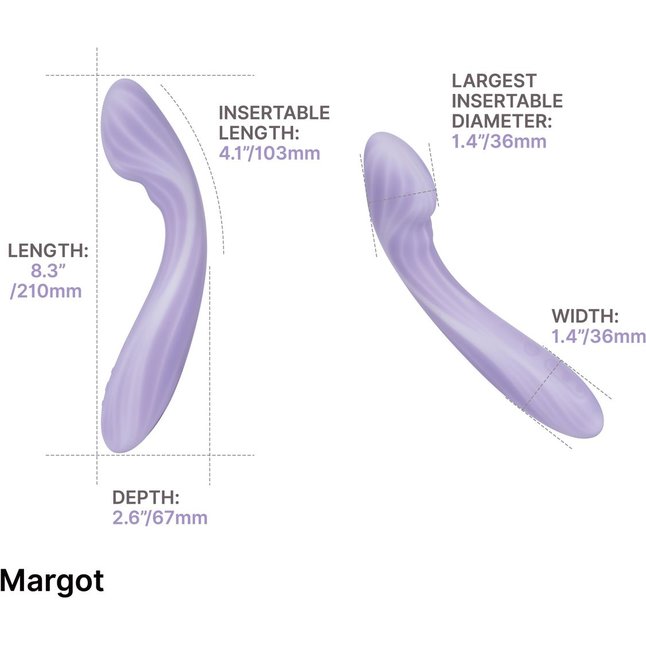 Сиреневый интерактивный вибростимулятор с функцией нагрева Margot - 21 см. Фотография 8.