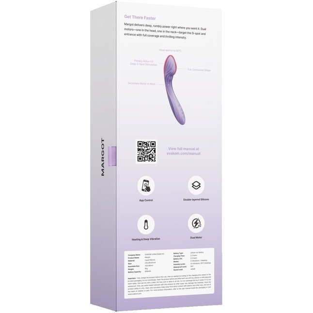 Сиреневый интерактивный вибростимулятор с функцией нагрева Margot - 21 см. Фотография 10.