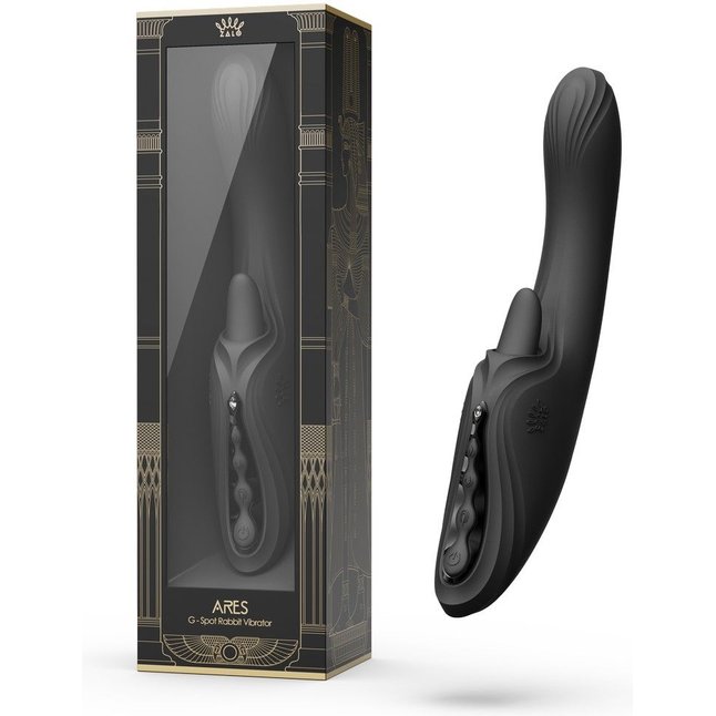 Черный вибростимулятор-кролик с функцией нагрева Ares - 24,6 см. Фотография 2.