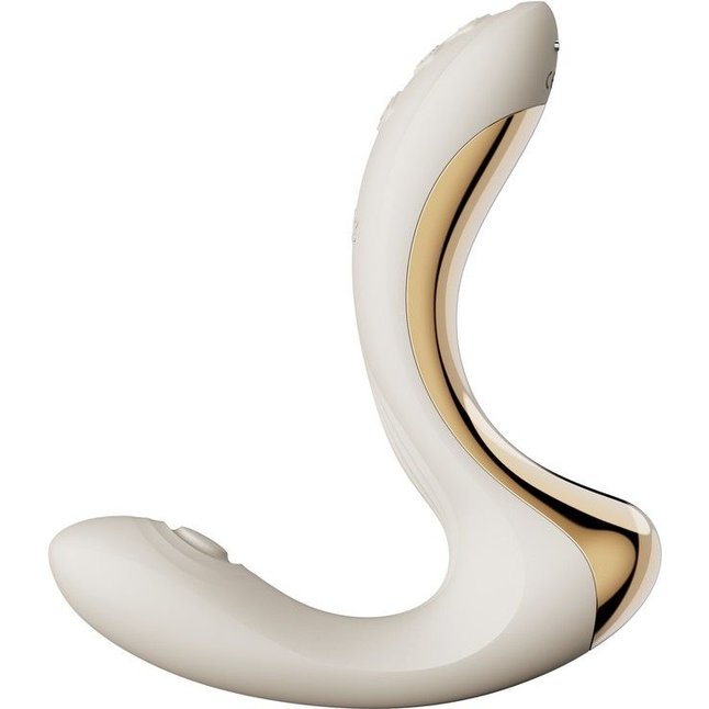 Белый вибромассажёр G-зоны Talis с пульсацией, вакуумной стимуляцией и функцией нагрева. Фотография 3.