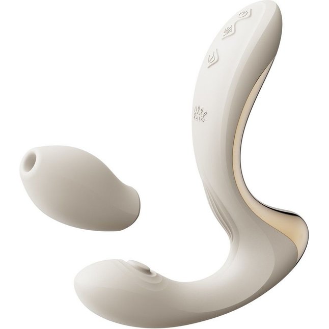 Белый вибромассажёр G-зоны Talis с пульсацией, вакуумной стимуляцией и функцией нагрева