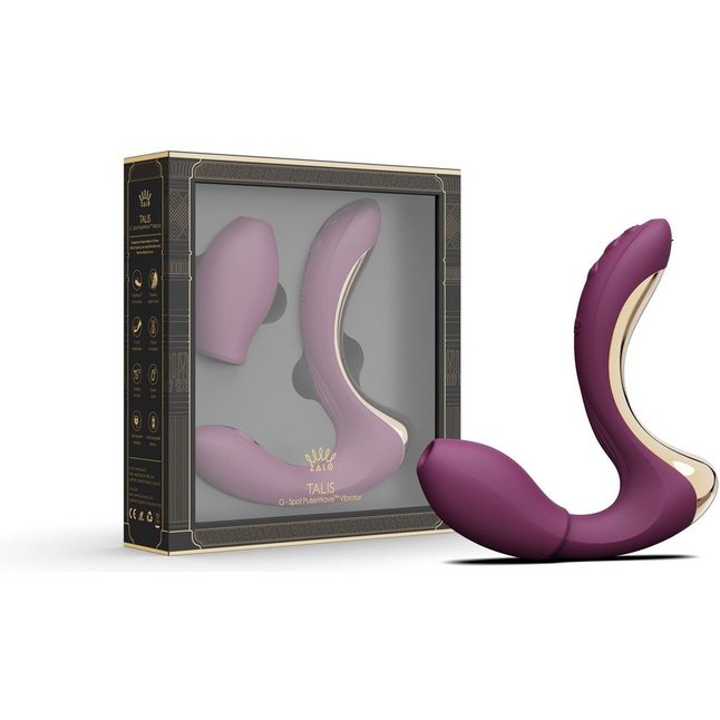 Фиолетовый вибромассажёр G-зоны Talis с пульсацией, вакуумной стимуляцией и функцией нагрева. Фотография 3.