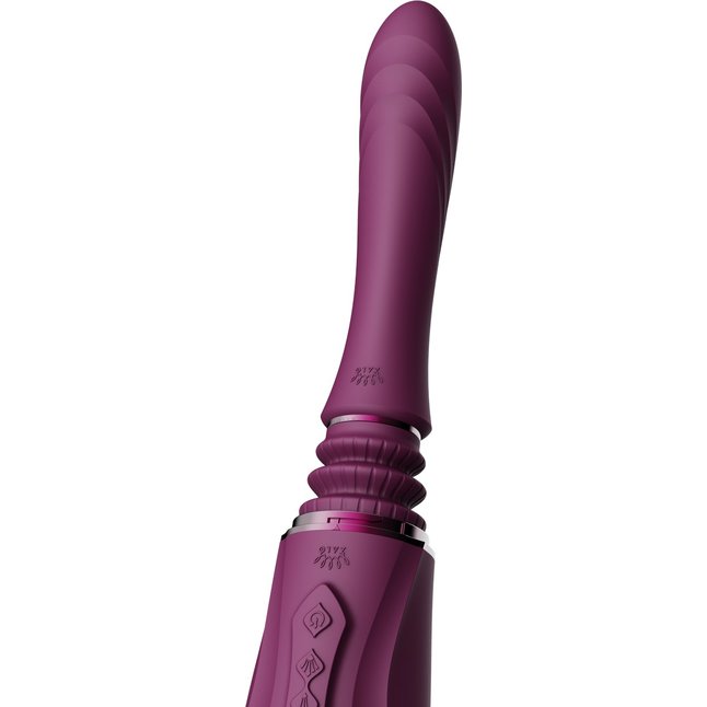 Фиолетовая секс-машина с функцией нагрева, насадками и присоской Sesh. Фотография 12.