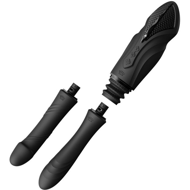 Черная секс-машина с функцией нагрева, насадками и присоской Sesh. Фотография 10.