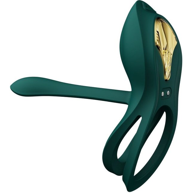 Зеленое эрекционное виброкольцо Bayek с пультом ДУ. Фотография 6.