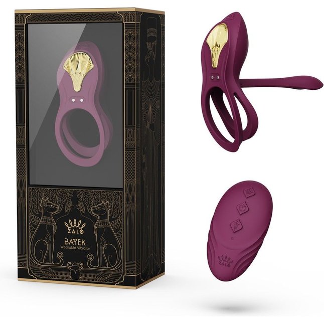 Фиолетовое эрекционное виброкольцо Bayek с пультом ДУ. Фотография 2.