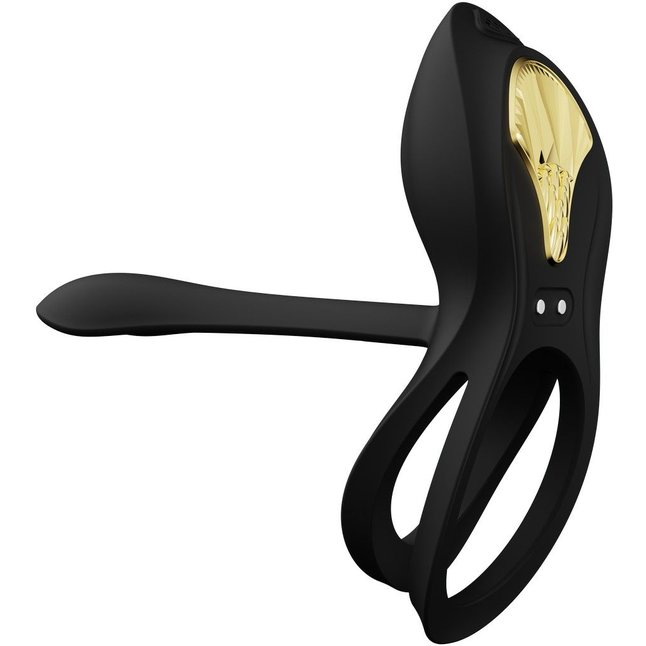 Черное эрекционное виброкольцо Bayek с пультом ДУ. Фотография 8.