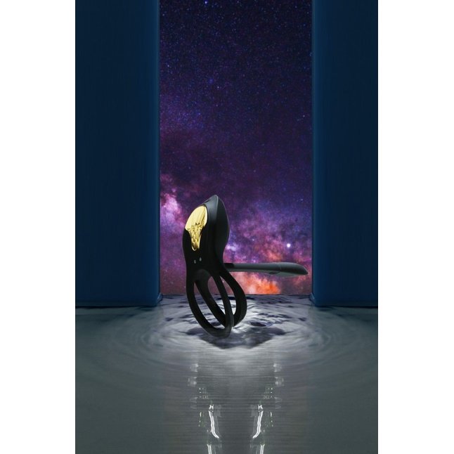 Черное эрекционное виброкольцо Bayek с пультом ДУ. Фотография 10.